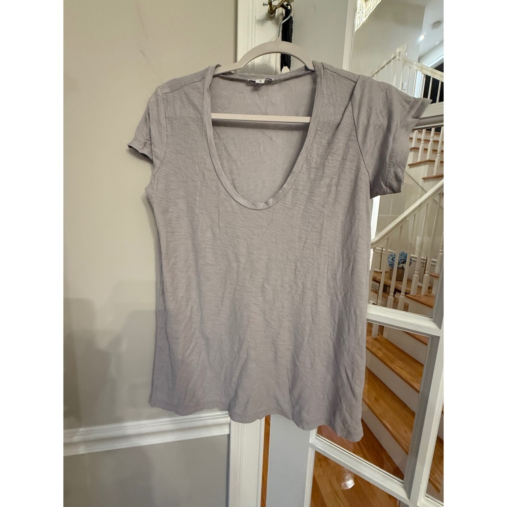 Standard James Perse Womens Size 2 Lilac Grey Slub Cotton Scoop Neck T-Shirt